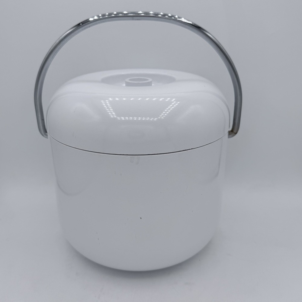 Vintage White Melamine Plastic Ice Bucket‎ Metal Holder Retro